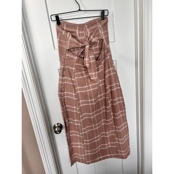 Free People Endless Summer Life Like This Plaid Strapless Midi Dress Brown Large - Picture 7 of 14